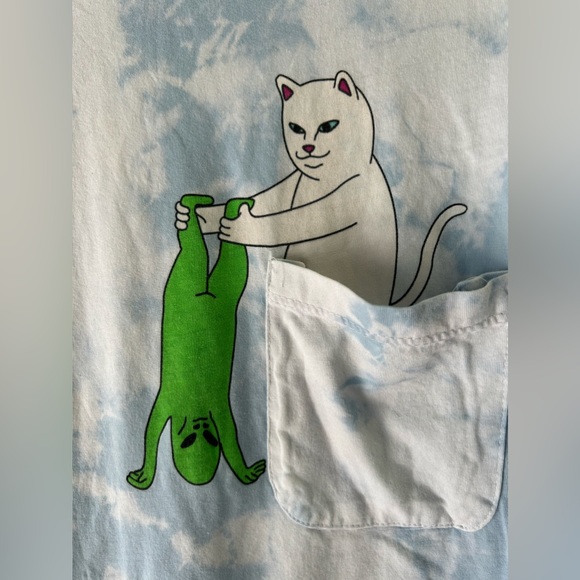 RIPNDIP Cloud Cat and Alien Pocket Tee Size M - Picture 2 of 5